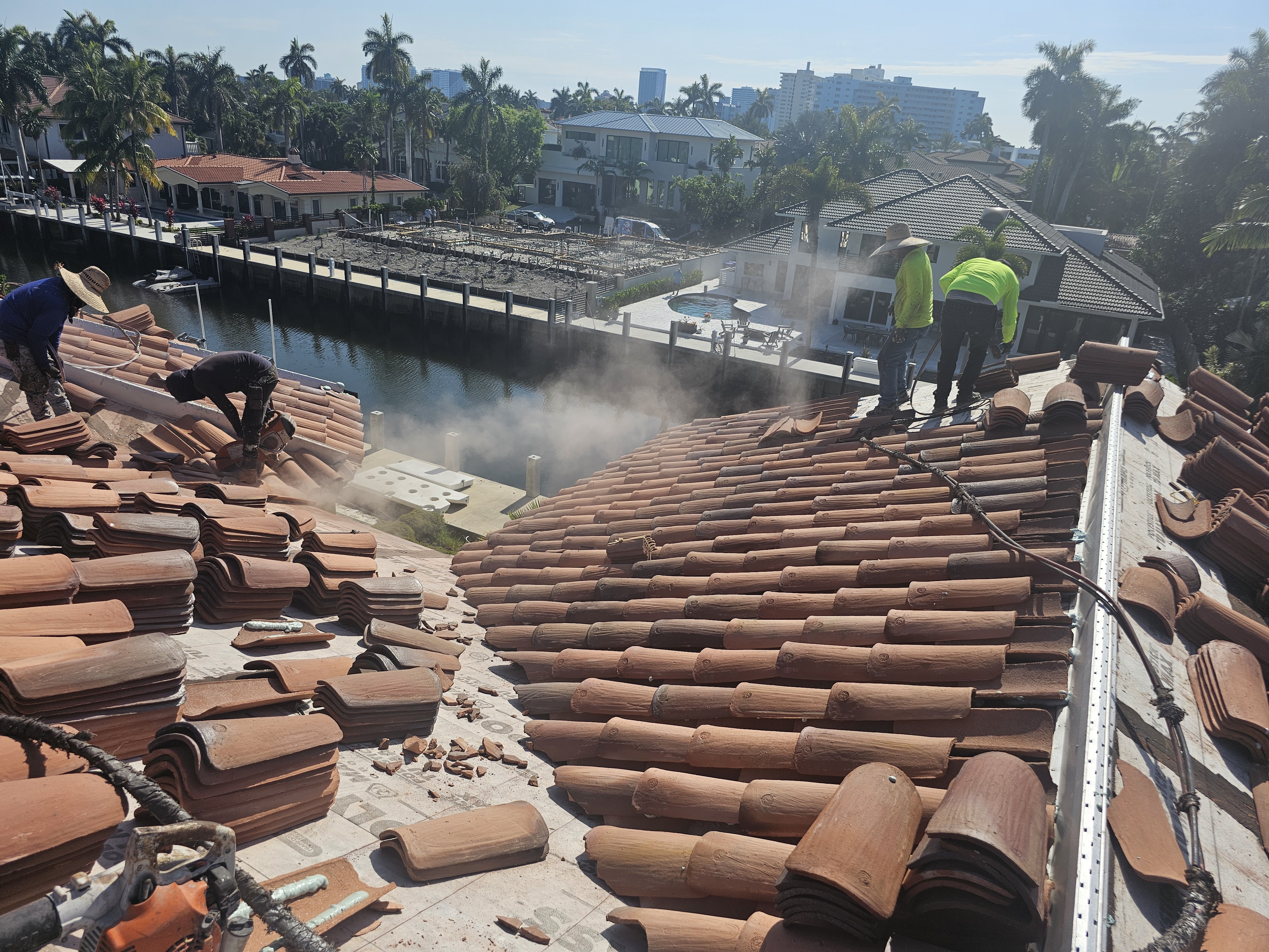 Clay tile roof installation in Fort Lauderdale by Planet Roofing